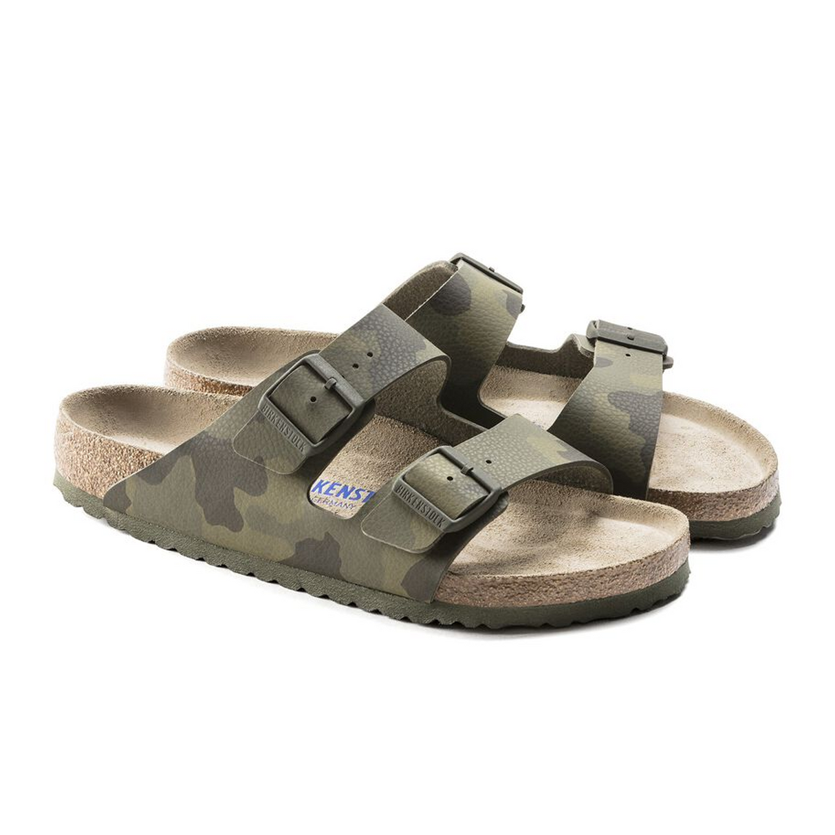 Birkenstock Arizona Soft Footbed Slide Sandal (Men) - Desert Soil Camo Green Birko-Flor Sandals - Slide - The Heel Shoe Fitters