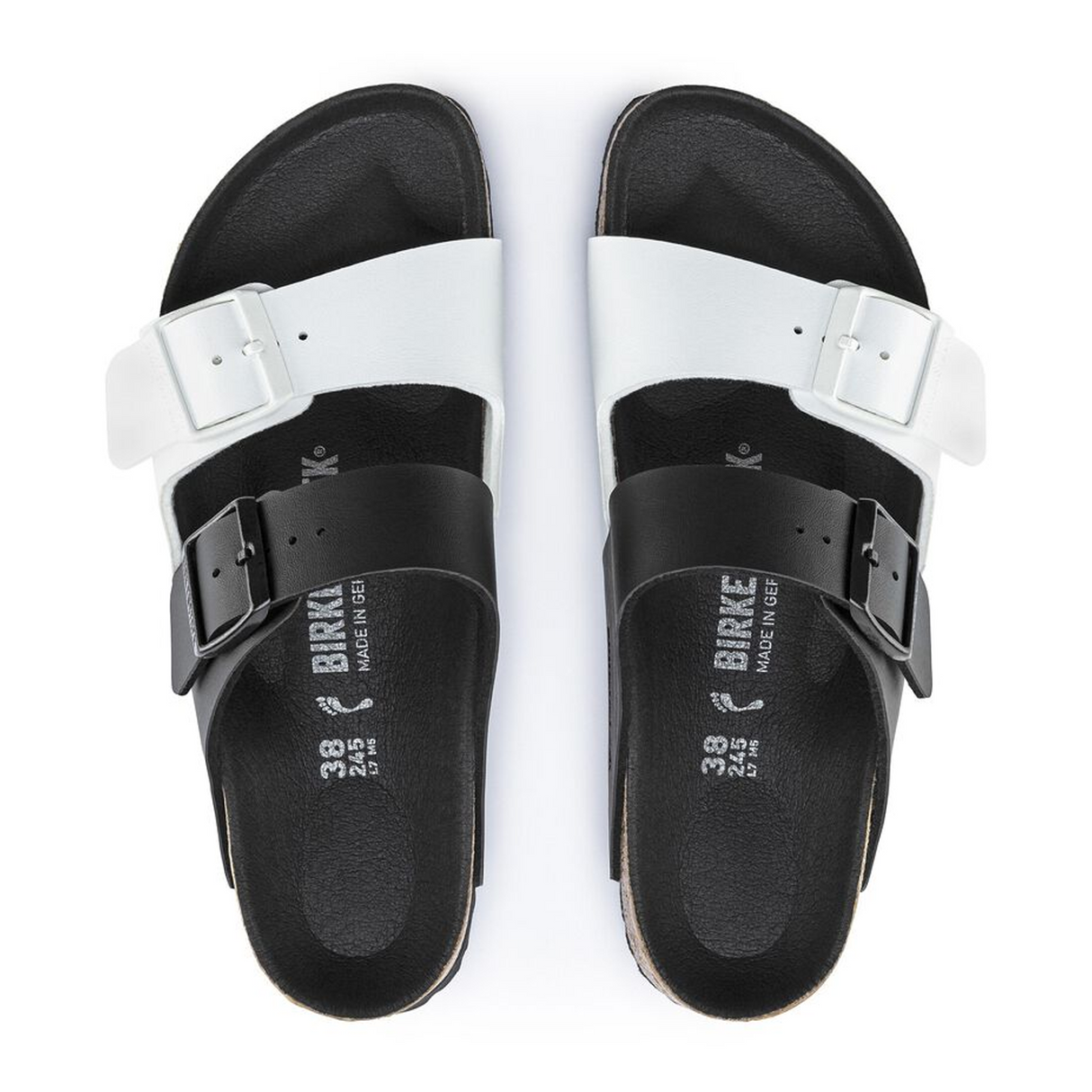 Birkenstock Arizona Split Slide Sandal (Women) - Black/White Birko-Flor Sandals - Slide - The Heel Shoe Fitters