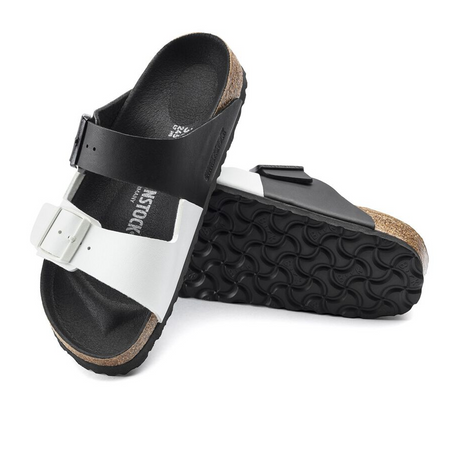 Birkenstock Arizona Split Slide Sandal (Women) - Black/White Birko-Flor Sandals - Slide - The Heel Shoe Fitters