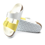 Birkenstock Arizona Split Slide Sandal (Women) - White/Lime Sour Birko-Flor Sandals - Slide - The Heel Shoe Fitters