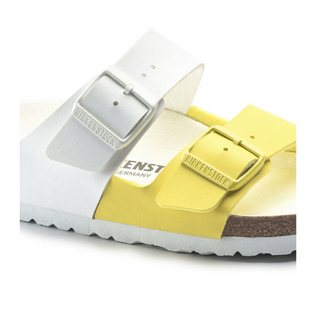 Birkenstock Arizona Split Slide Sandal (Women) - White/Lime Sour Birko-Flor Sandals - Slide - The Heel Shoe Fitters