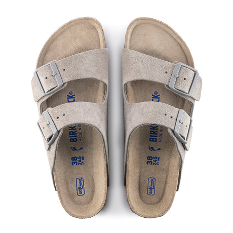 Birkenstock Arizona Soft Footbed Slide Sandal (Men) - Stone Coin Suede Sandal - Slide - The Heel Shoe Fitters