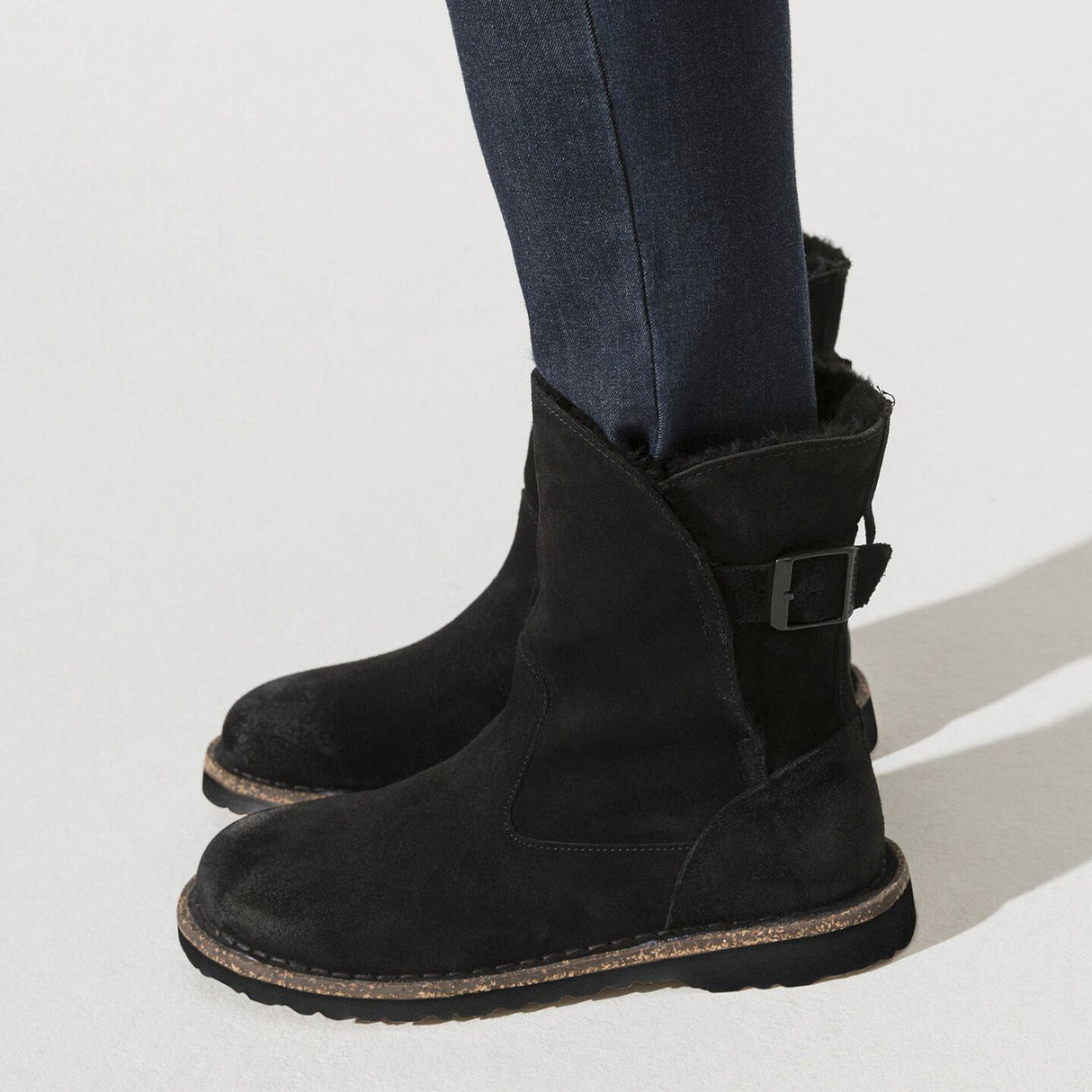 Birkenstock Uppsala Boot (Women) - Black Suede/Black Shearling Boots - Fashion - Mid Boot - The Heel Shoe Fitters