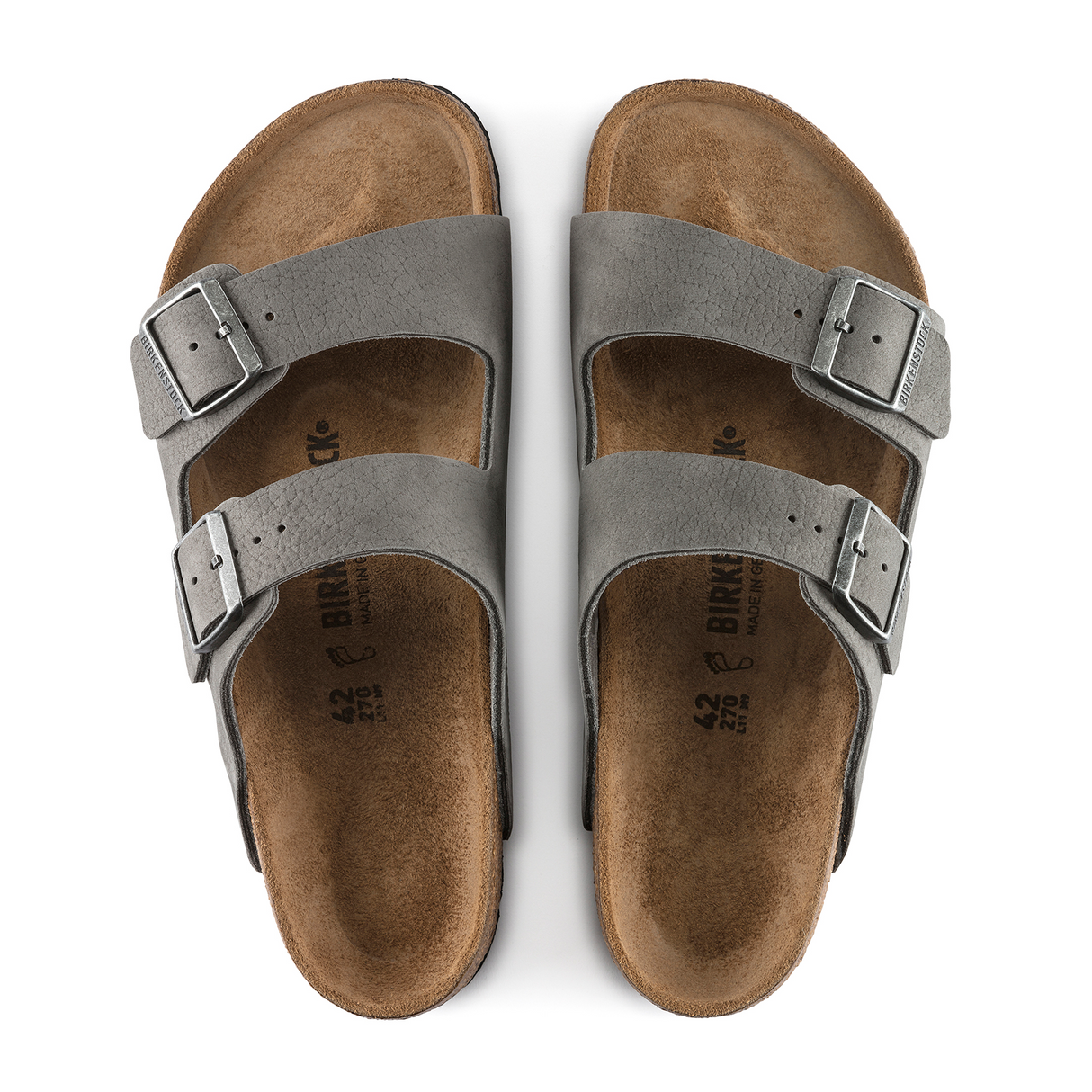 Birkenstock Arizona Slide Sandal (Men) - Desert Buck Whale Gray Nubuck Sandals - Slide - The Heel Shoe Fitters