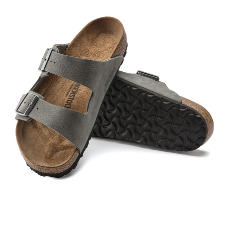 Birkenstock Arizona Slide Sandal (Men) - Desert Buck Whale Gray Nubuck Sandals - Slide - The Heel Shoe Fitters