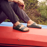 Birkenstock Arizona Sandal (Men) - Desert Buck Whale Gray Nubuck Sandals - Slide - The Heel Shoe Fitters