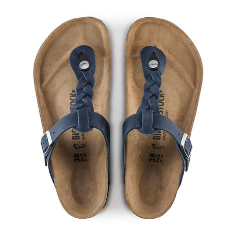 Birkenstock Gizeh Braid Sandal (Women) - Navy Oiled Leather Sandals - Thong - The Heel Shoe Fitters