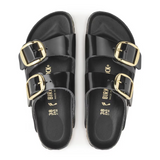 Birkenstock Arizona Big Buckle Narrow Slide Sandal (Women) - High Shine Black Leather Sandal - Slide - The Heel Shoe Fitters