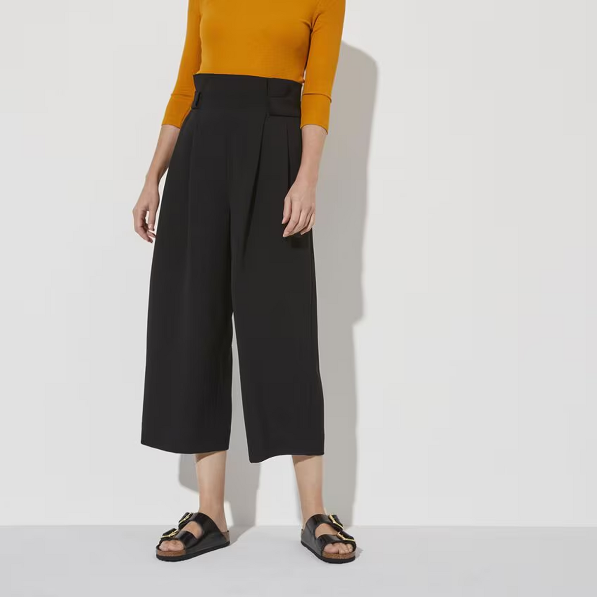 Birkenstock Arizona Big Buckle Narrow Slide Sandal (Women) - High Shine Black Leather Sandal - Slide - The Heel Shoe Fitters