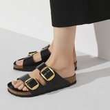 Birkenstock Arizona Big Buckle Narrow Slide Sandal (Women) - High Shine Black Leather Sandal - Slide - The Heel Shoe Fitters