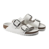 Birkenstock Arizona Big Buckle Slide Sandal (Women) - White Smooth Leather Sandal - Slide - The Heel Shoe Fitters