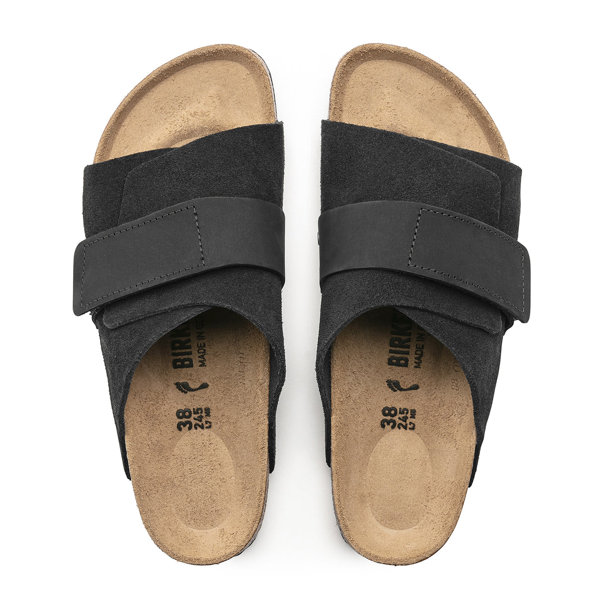 Birkenstock Kyoto Slide Sandal (Men) - Black Suede/Black Nubuck  - The Heel Shoe Fitters