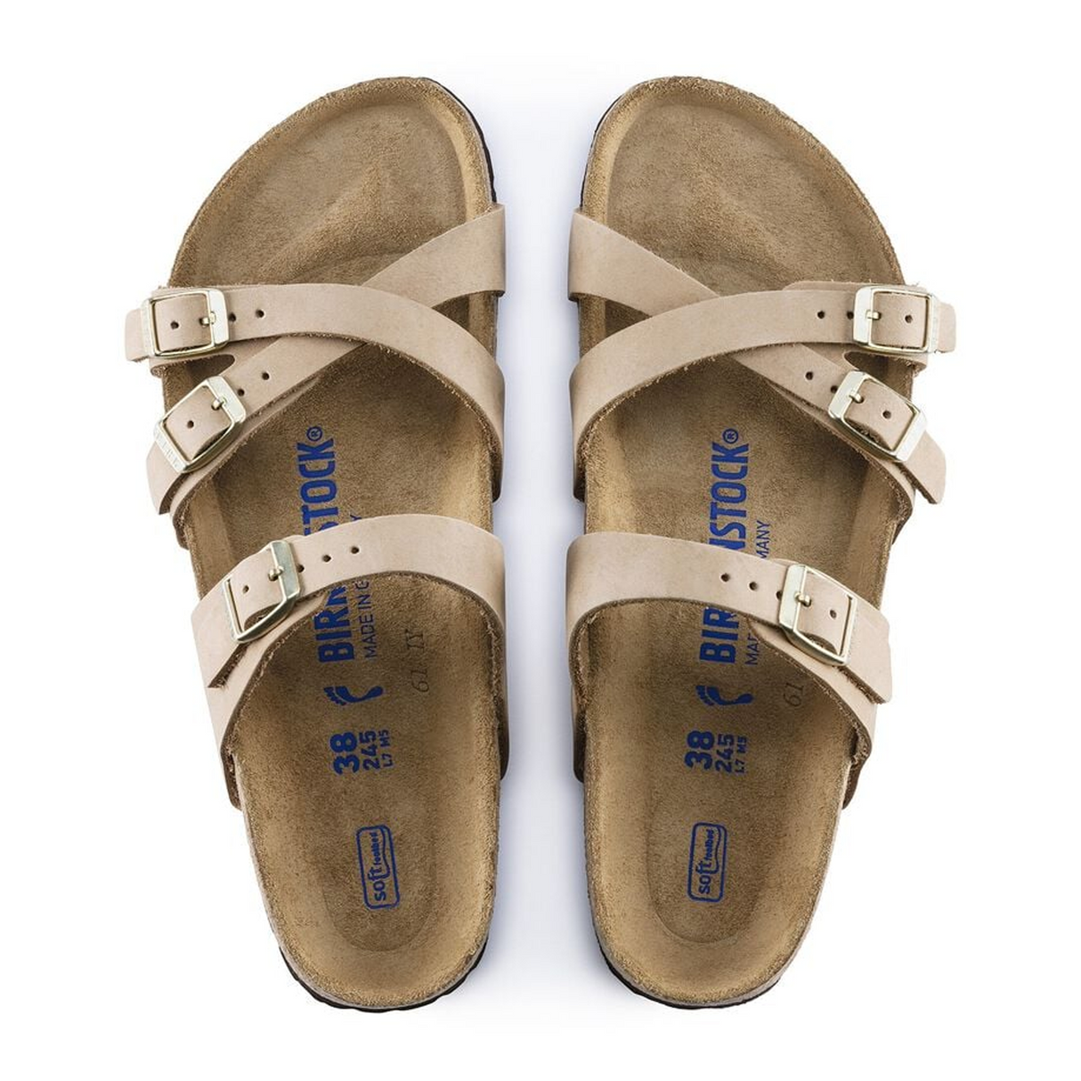 Birkenstock Franca Soft Footbed Narrow Slide Sandal (Women) - Sandcastle Nubuck Sandals - Slide - The Heel Shoe Fitters