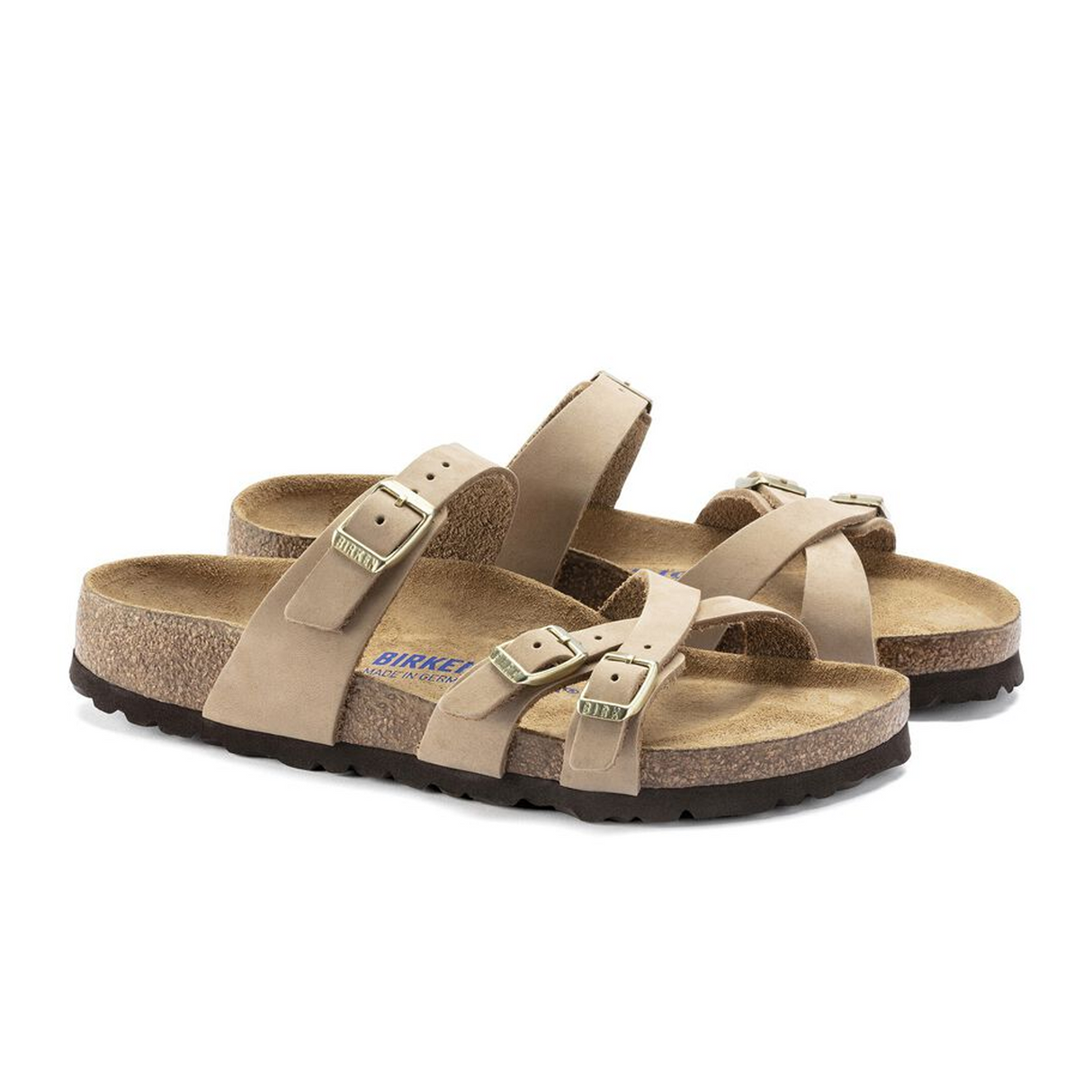 Birkenstock Franca Soft Footbed Narrow Slide Sandal (Women) - Sandcastle Nubuck Sandals - Slide - The Heel Shoe Fitters