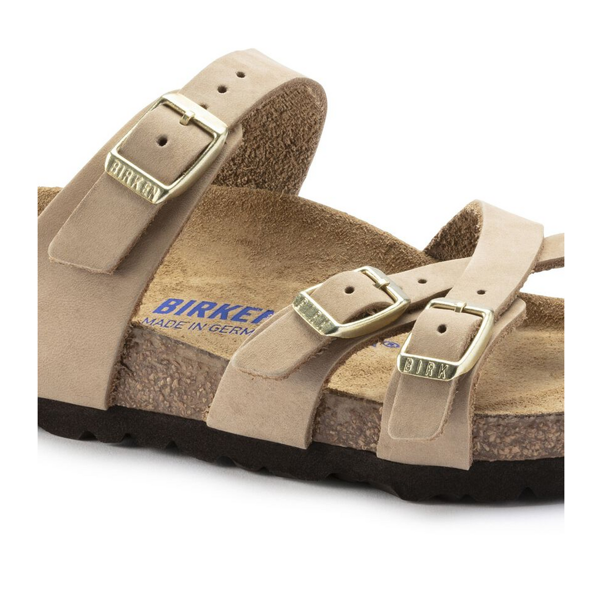 Birkenstock Franca Soft Footbed Narrow Slide Sandal (Women) - Sandcastle Nubuck Sandals - Slide - The Heel Shoe Fitters