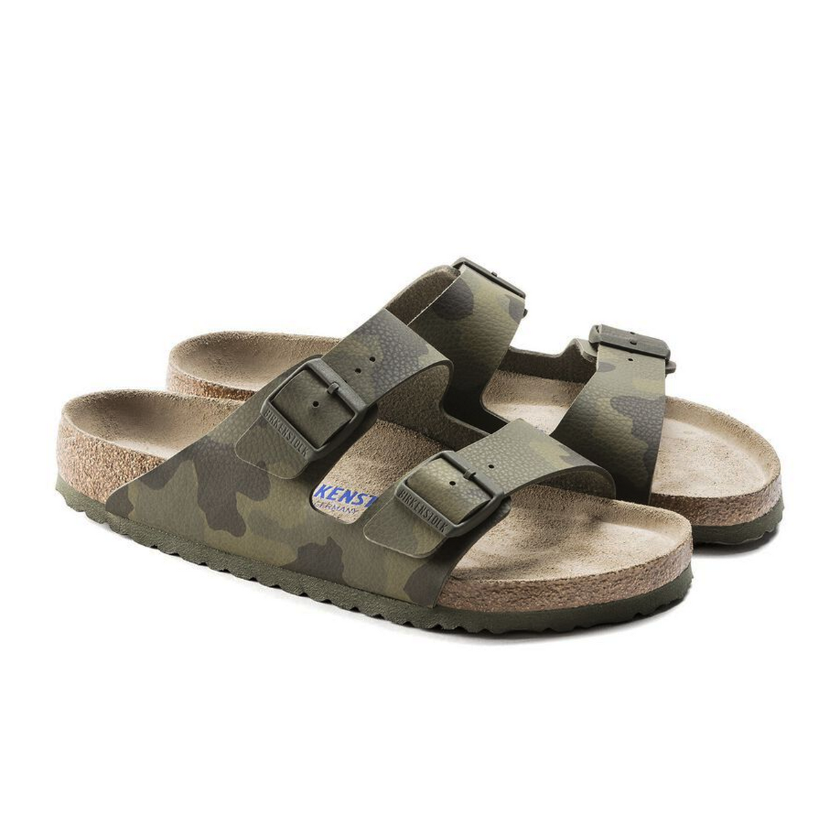 Birkenstock Arizona Soft Footbed Slide Sandal (Women) - Desert Soil Camo Green Birko-Flor Sandals - Slide - The Heel Shoe Fitters