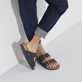 Birkenstock Arizona Vegan Slide Sandal (Men) - Desert Dust Indigo Blue Microfiber Sandal - Slide - The Heel Shoe Fitters