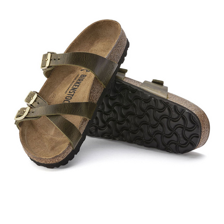 Birkenstock Franca Slide Sandal (Women) - Green Olive Oiled Leather Sandals - Slide - The Heel Shoe Fitters