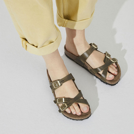 Birkenstock Franca Slide Sandal (Women) - Green Olive Oiled Leather Sandals - Slide - The Heel Shoe Fitters