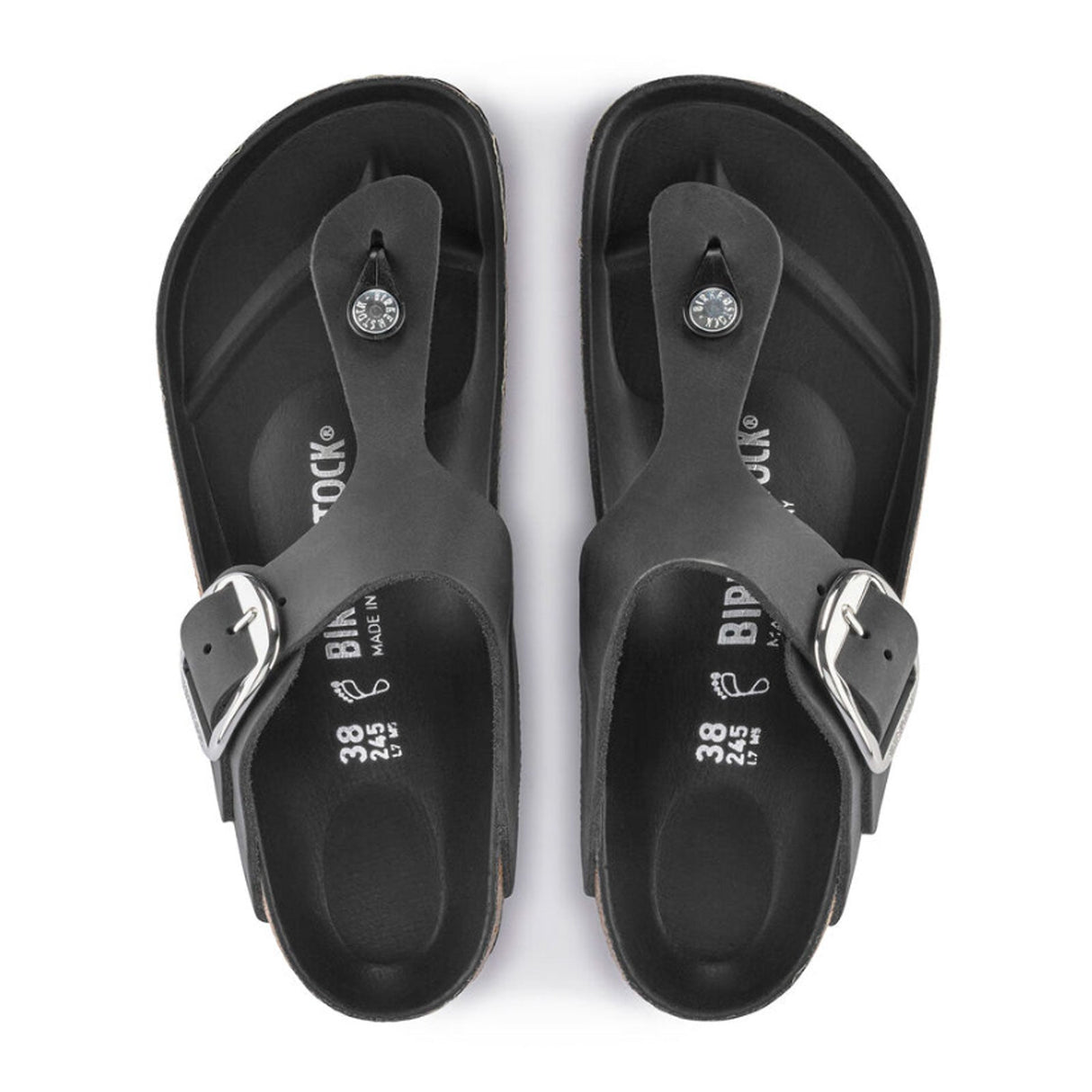 Birkenstock Gizeh Big Buckle Sandal (Women) - Black Oiled Leather Sandal - Thong - The Heel Shoe Fitters