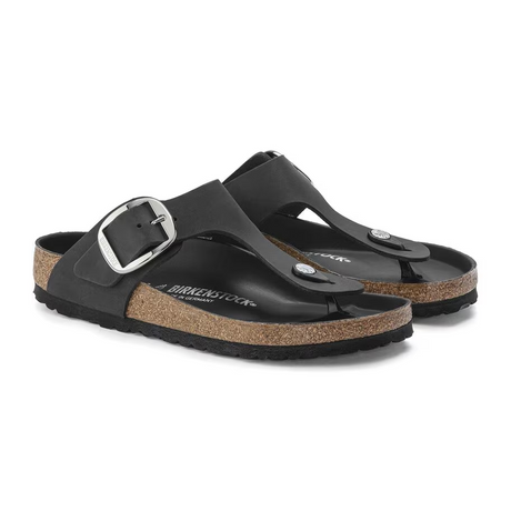 Birkenstock Gizeh Big Buckle Sandal (Women) - Black Oiled Leather Sandal - Thong - The Heel Shoe Fitters