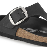 Birkenstock Gizeh Big Buckle Sandal (Women) - Black Oiled Leather Sandal - Thong - The Heel Shoe Fitters