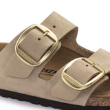 Birkenstock Arizona Big Buckle Slide Sandal (Women) - Sandcastle Nubuck Sandal - Slide - The Heel Shoe Fitters