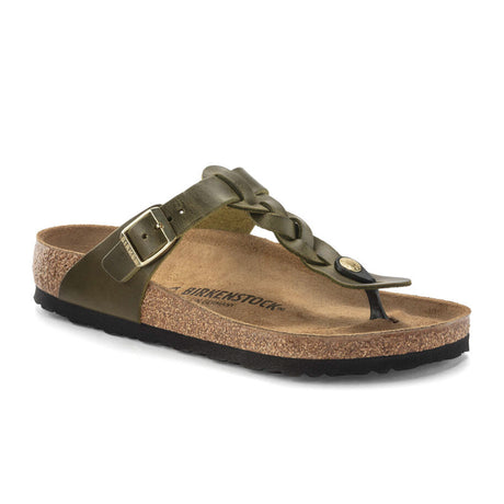 Birkenstock Gizeh Braid Sandal (Women) - Olive Green Oiled Leather Sandals - Thong - The Heel Shoe Fitters