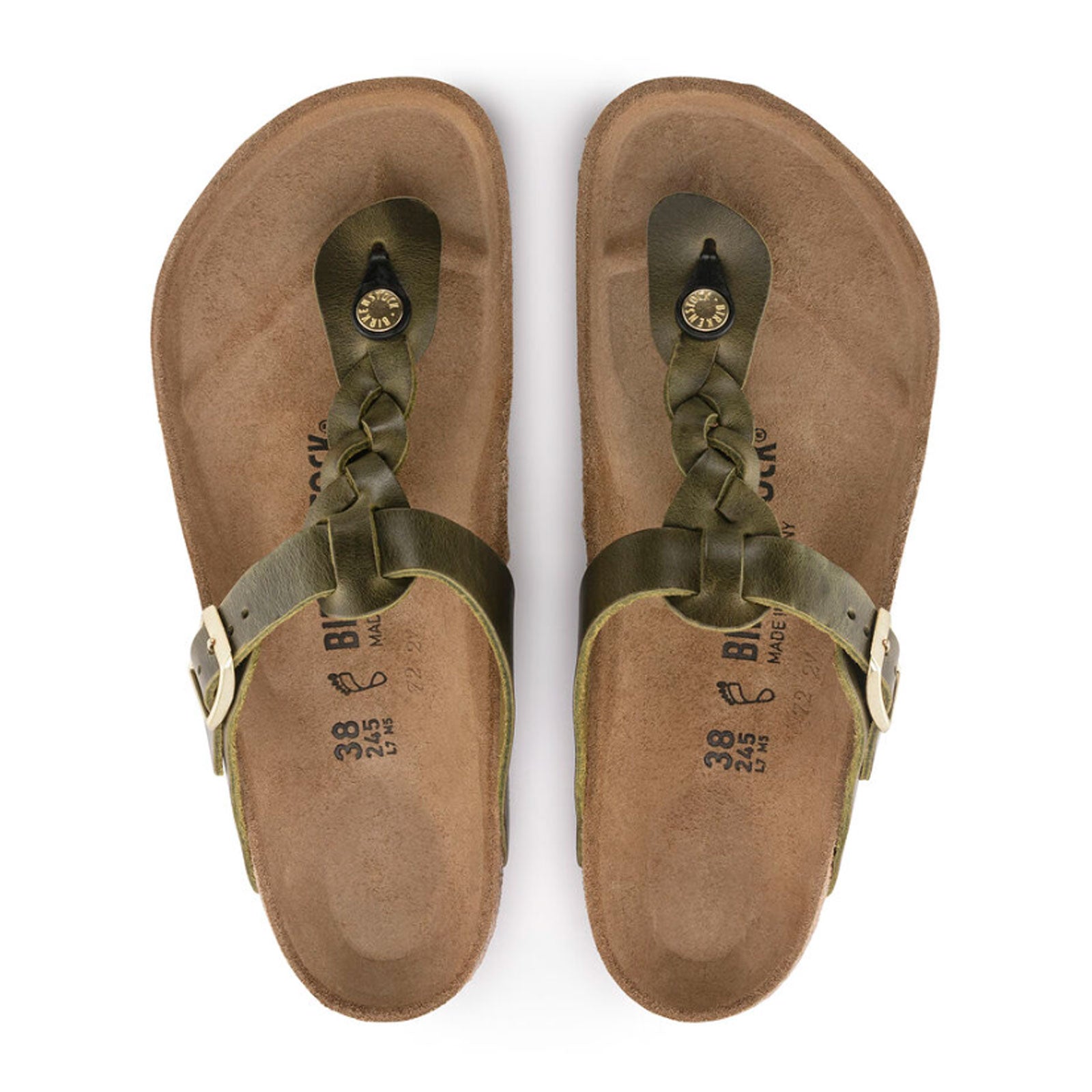 Birkenstock Gizeh Braided Thong Sandal Women Olive Green Oiled