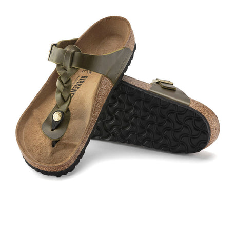 Birkenstock Gizeh Braid Sandal (Women) - Olive Green Oiled Leather Sandals - Thong - The Heel Shoe Fitters