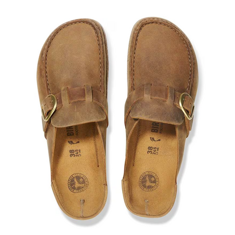 Birkenstock Buckley Clog (Women) - Cognac Oiled Leather Dress-Casual - Clogs & Mules - The Heel Shoe Fitters