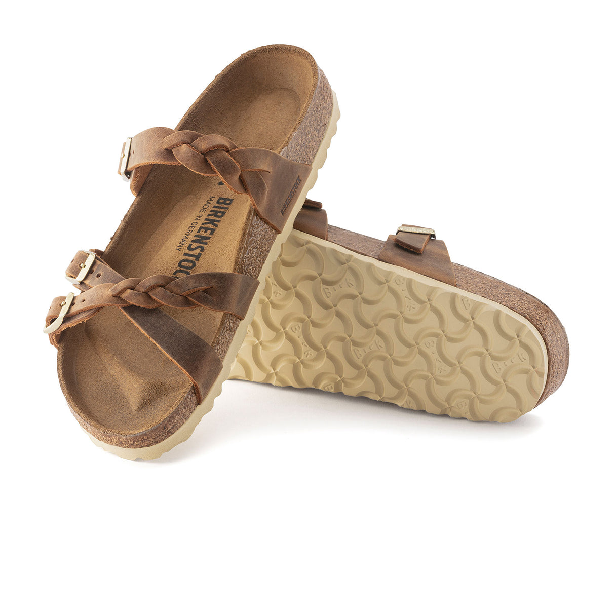 Birkenstock Franca Braid Slide Sandal (Women) - Cognac Oiled Leather Sandals - Slide - The Heel Shoe Fitters