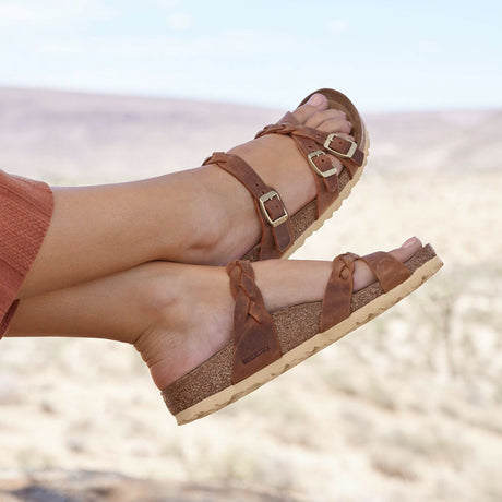 Birkenstock Franca Braid Slide Sandal (Women) - Cognac Oiled Leather Sandals - Slide - The Heel Shoe Fitters