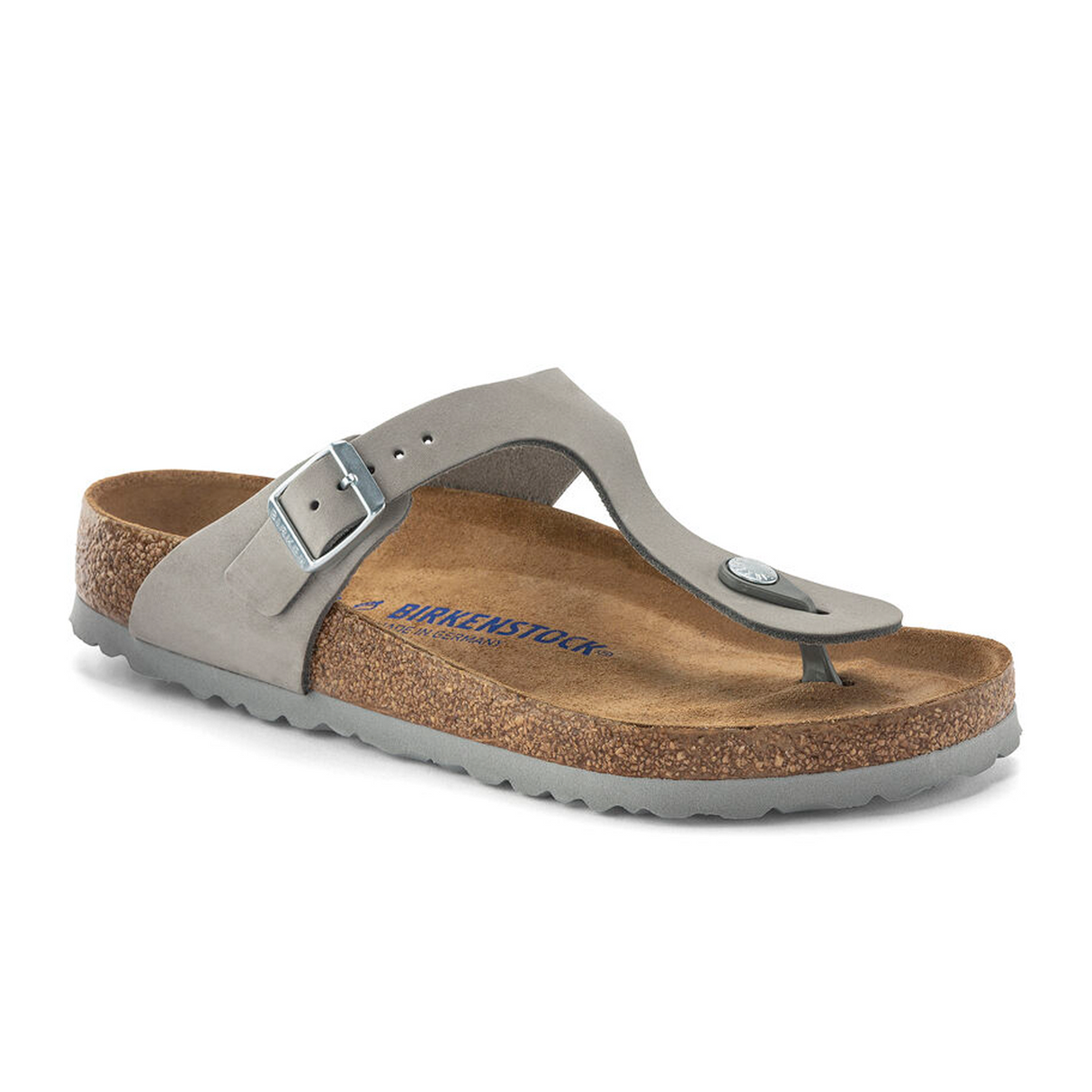 Birkenstock Gizeh Soft Footbed Sandal (Women) - Dove Grey Leather Sandals - Thong - The Heel Shoe Fitters