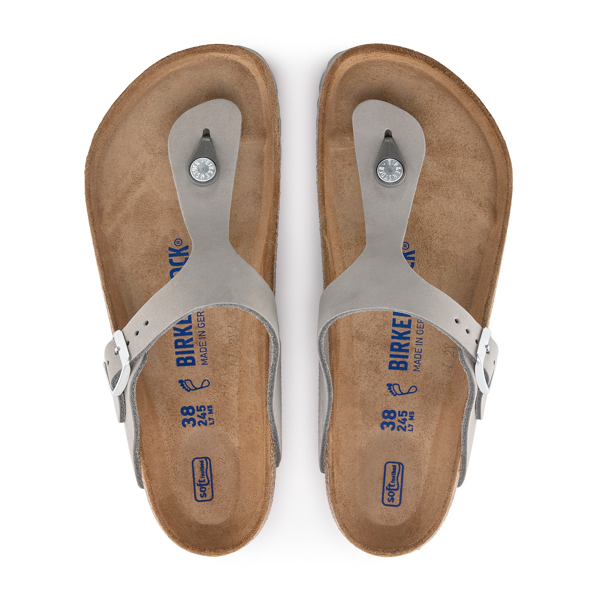 Birkenstock Gizeh Soft Footbed Sandal (Women) - Dove Grey Leather Sandals - Thong - The Heel Shoe Fitters