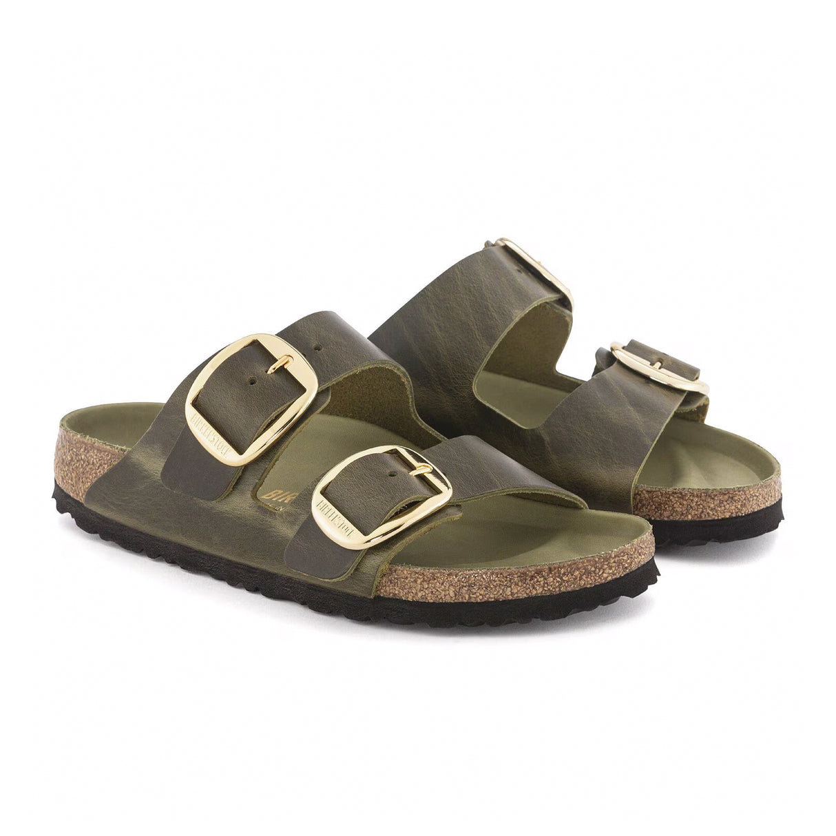 Birkenstock Arizona Big Buckle Narrow Slide Sandal (Women) - Green Olive Oiled Leather Sandal - Slide - The Heel Shoe Fitters