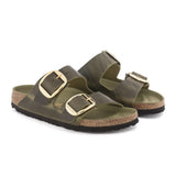 Birkenstock Arizona Big Buckle Narrow Slide Sandal (Women) - Green Olive Oiled Leather Sandal - Slide - The Heel Shoe Fitters