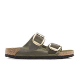 Birkenstock Arizona Big Buckle Narrow Slide Sandal (Women) - Green Olive Oiled Leather Sandal - Slide - The Heel Shoe Fitters