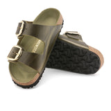 Birkenstock Arizona Big Buckle Narrow Slide Sandal (Women) - Green Olive Oiled Leather Sandal - Slide - The Heel Shoe Fitters