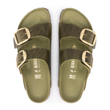 Birkenstock Arizona Big Buckle Narrow Slide Sandal (Women) - Green Olive Oiled Leather Sandal - Slide - The Heel Shoe Fitters