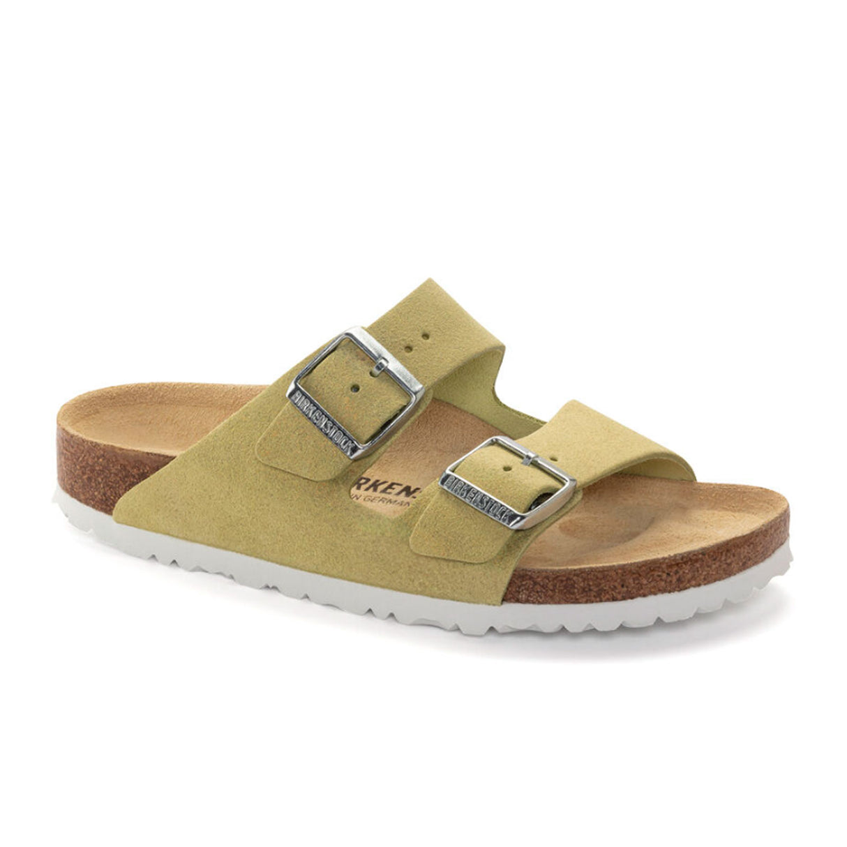Birkenstock Arizona Narrow Slide Sandal (Women) - Shimmering Popcorn Suede Sandals - Slide - The Heel Shoe Fitters