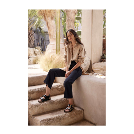 Birkenstock Milano Big Buckle Backstrap Sandal (Women) - High Shine Black Leather Sandals - Backstrap - The Heel Shoe Fitters