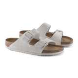 Birkenstock Arizona Soft Footbed Narrow Slide Sandal (Women) - Antique White Suede Sandal - Slide - The Heel Shoe Fitters