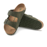 Birkenstock Arizona Vegan Birkibuc Slide Sandal (Men) - Desert Dust Thyme Sandals - Slide - The Heel Shoe Fitters