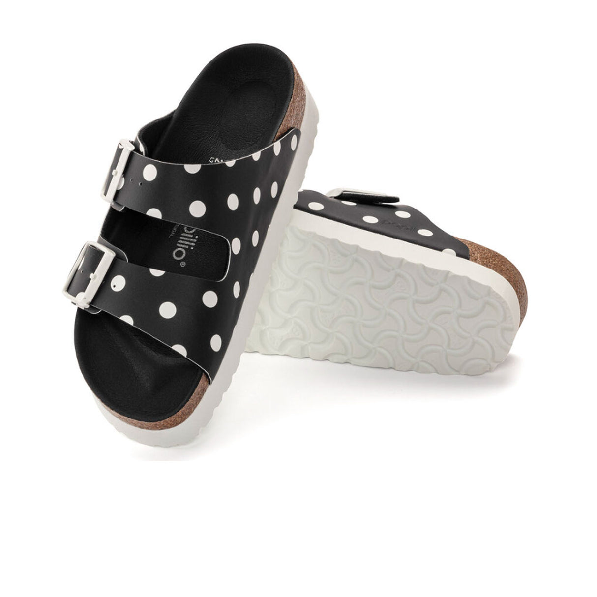 Birkenstock Arizona Birko-Flor Narrow Slide Sandal (Women) - Black with White Dots Sandals - Slide - The Heel Shoe Fitters