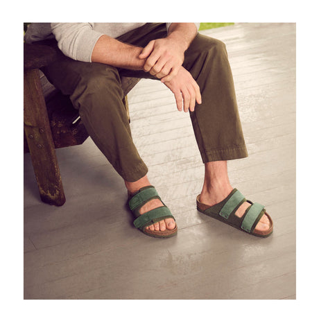 Birkenstock Uji Slide Sandal (Men) - Thyme Suede Sandals - Slide - The Heel Shoe Fitters