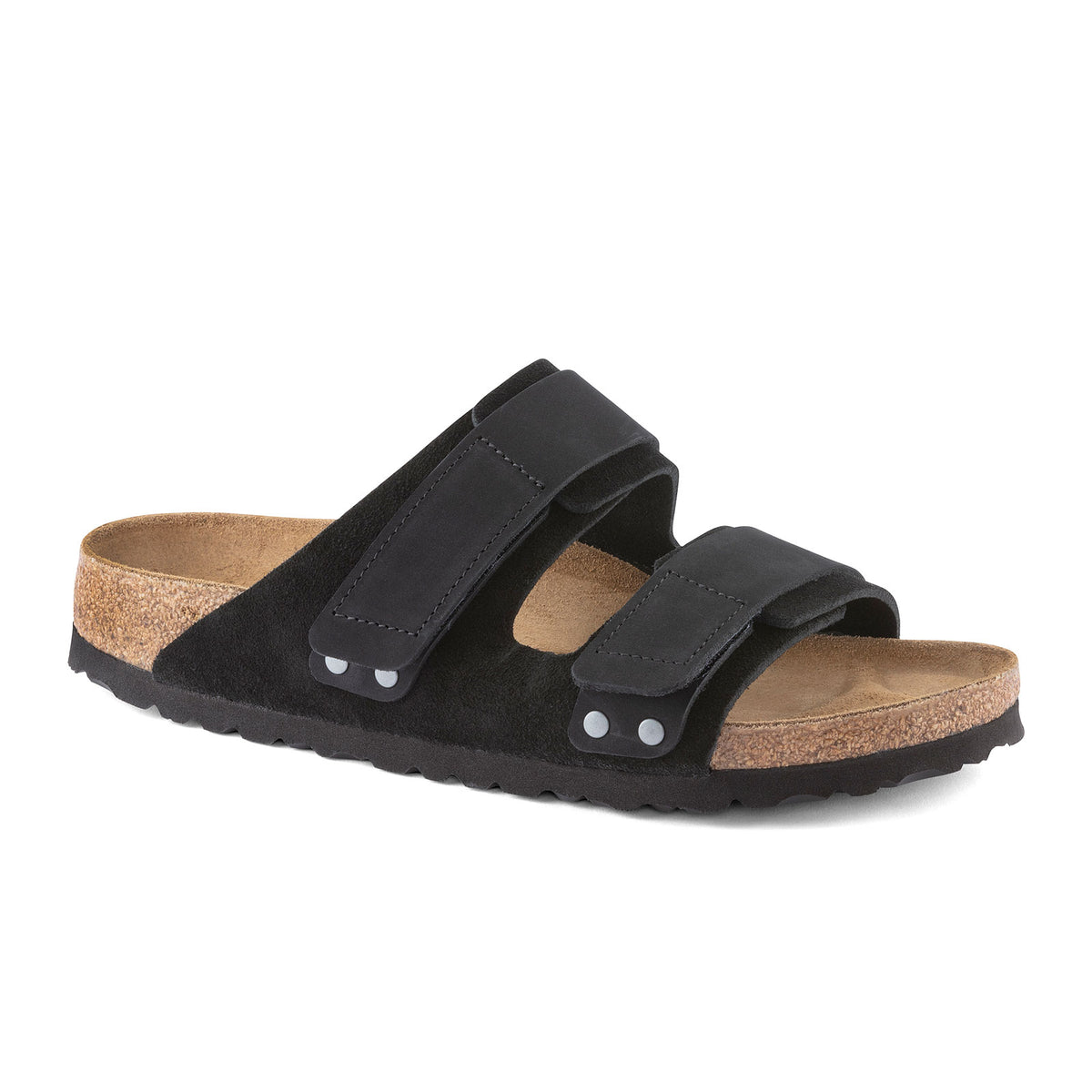 Birkenstock Uji Slide Sandal (Men) - Black Suede/Black 