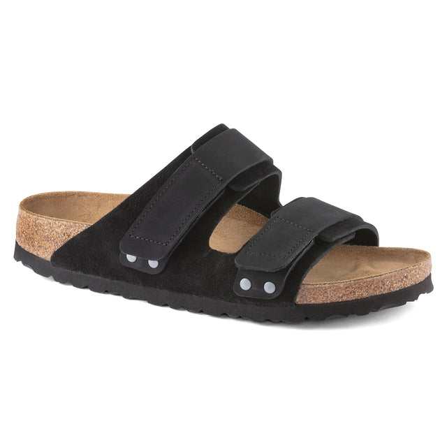 Birkenstock Uji Slide Sandal (Men) - Black Suede/Black Nubuck Sandals - Slide - The Heel Shoe Fitters