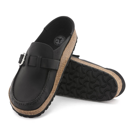 Birkenstock Buckley Clog (Women) - Black Oiled Leather Dress-Casual - Clogs & Mules - The Heel Shoe Fitters