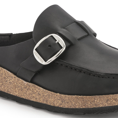 Birkenstock Buckley Clog (Women) - Black Oiled Leather Dress-Casual - Clogs & Mules - The Heel Shoe Fitters